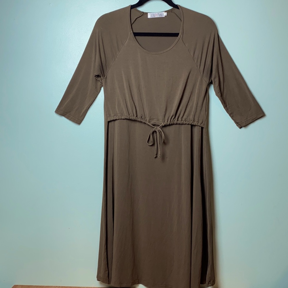 Latched Mama Drawstring Midi Nursing Dress